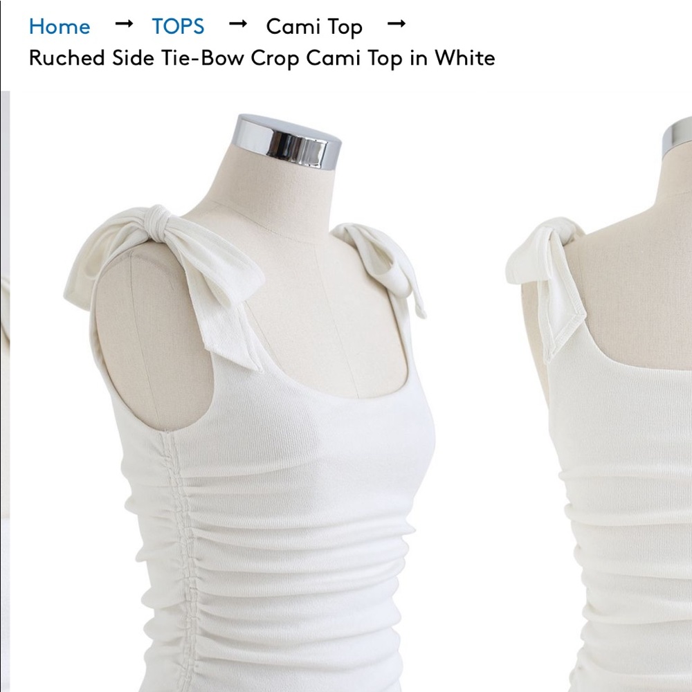 White shoulder tie tank top 🤍